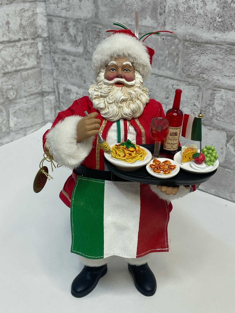 Kurt Adler Fabriche Italian Musical Santa Figurine 10.5" Plays Funiculi Funicula